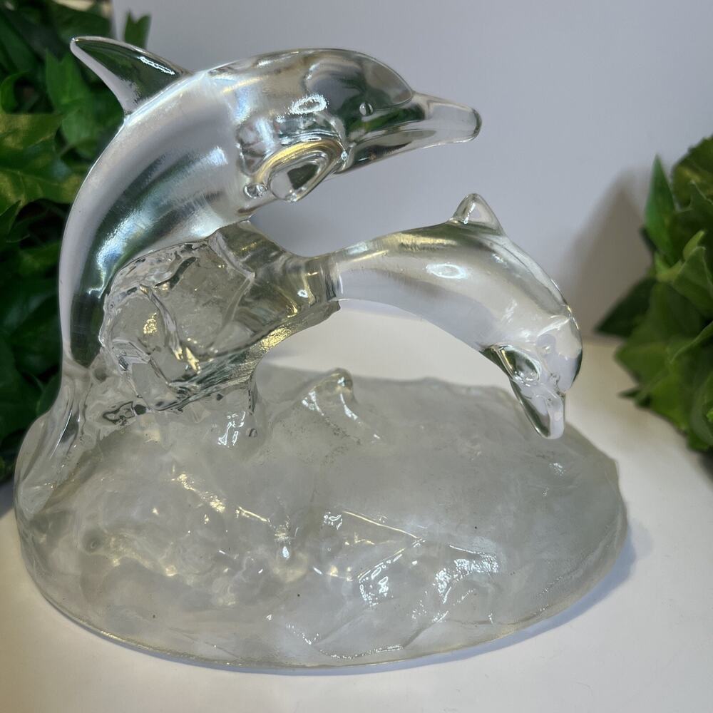 Dolphin Family 24% Lead Crystal Frosted Base Read description